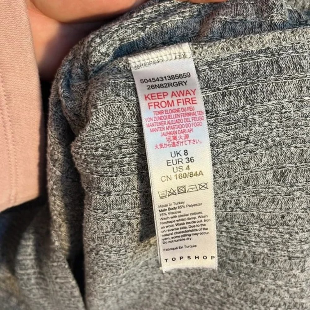 TOPSHOP Gray Heather Crop Top Petite Sz 4 - Picture 4 of 4
